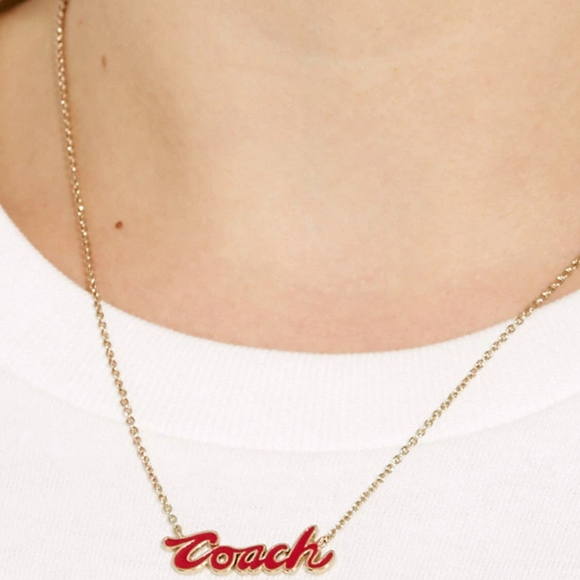 Coach Logo Script Enamel Necklace - Picture 2 of 2
